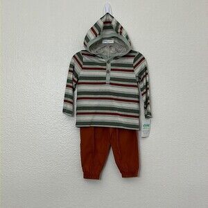 Carters baby outfit set 12 months hoodie top and pants. Green teal rust colored